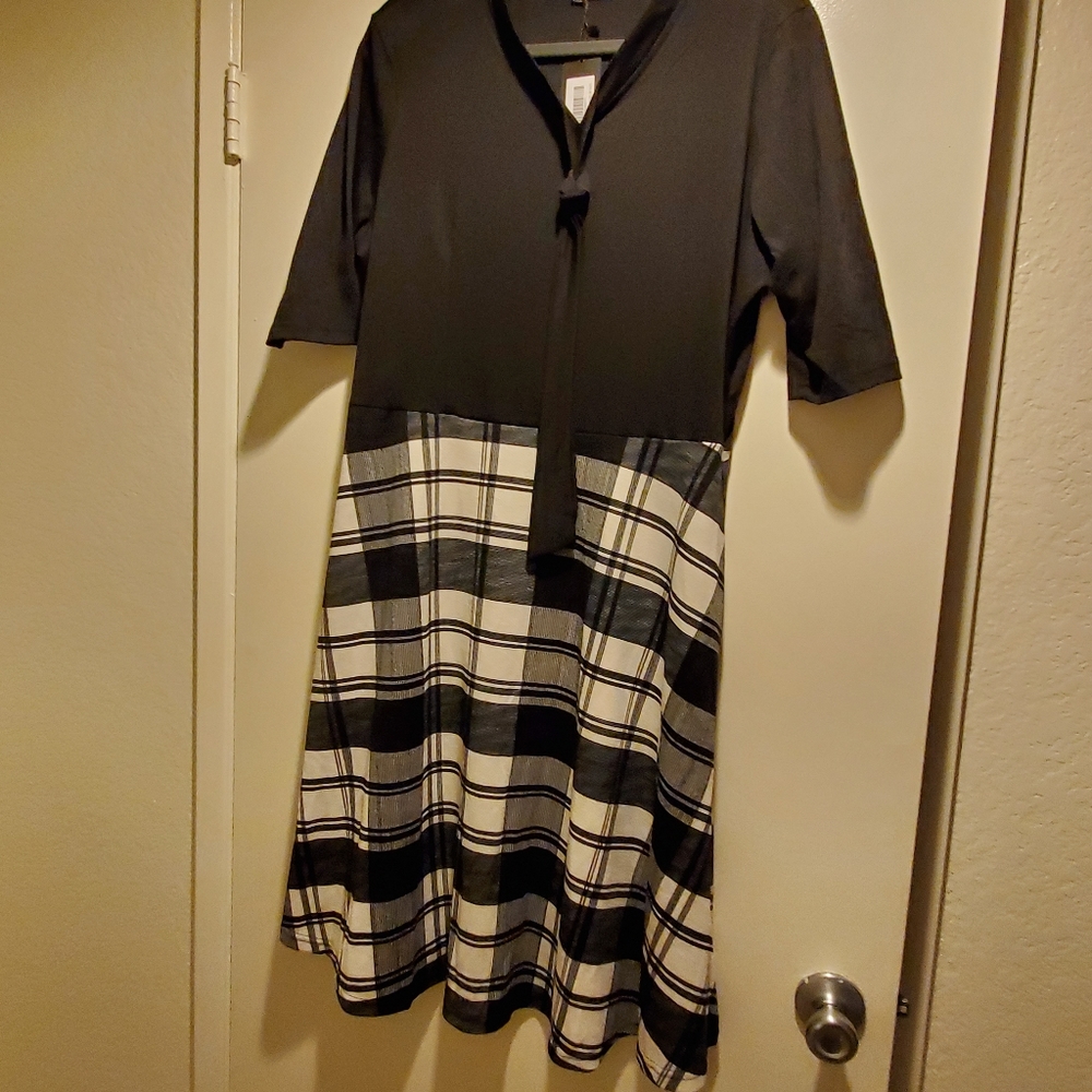 Black and plaid dress knee length